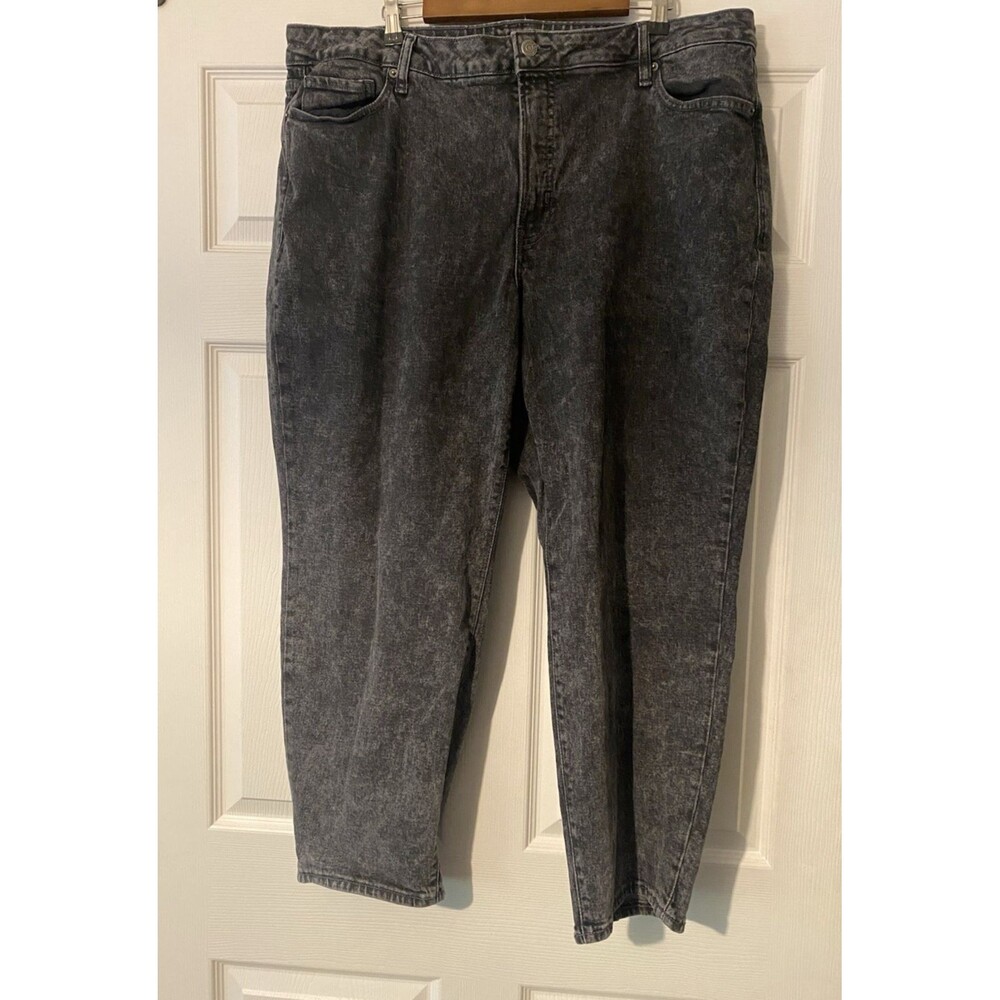 Old Navy High-Rise O.G. straight leg grey black stone washed jeans size 22 NWOT